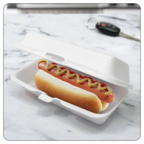 10x5x3 White Foam Hoagie Take Out Container with Perforated Hinged Lid - Image 4