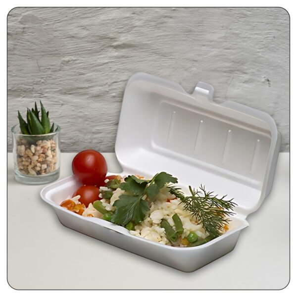 10x5x3 White Foam Hoagie Take Out Container with Perforated Hinged Lid - Image 5
