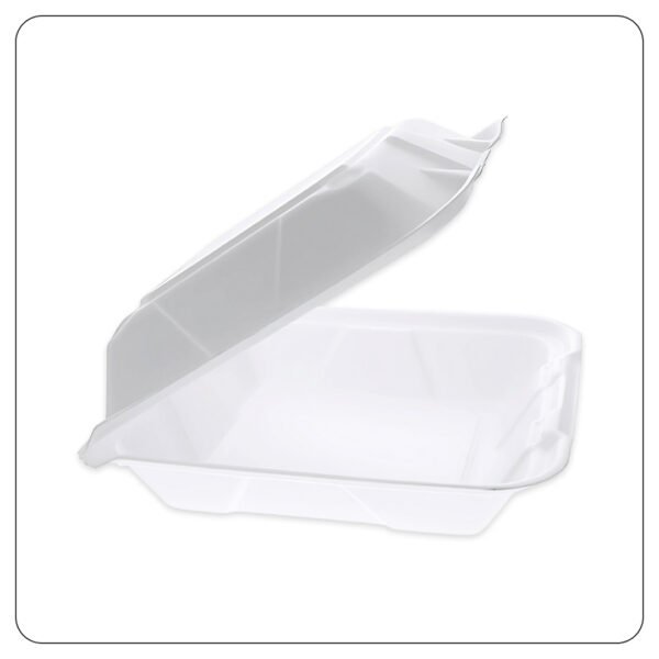 9x9x3 White Foam Square Take Out Container with Hinged - Image 3