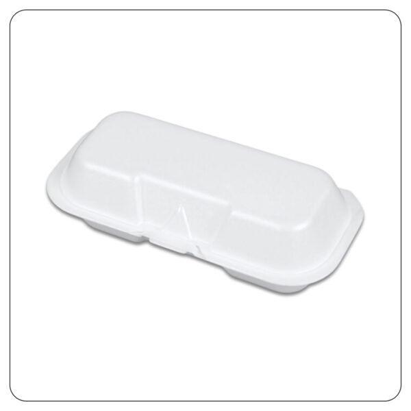 7x4x2  White Foam Hinged Lid Hot Dog Container