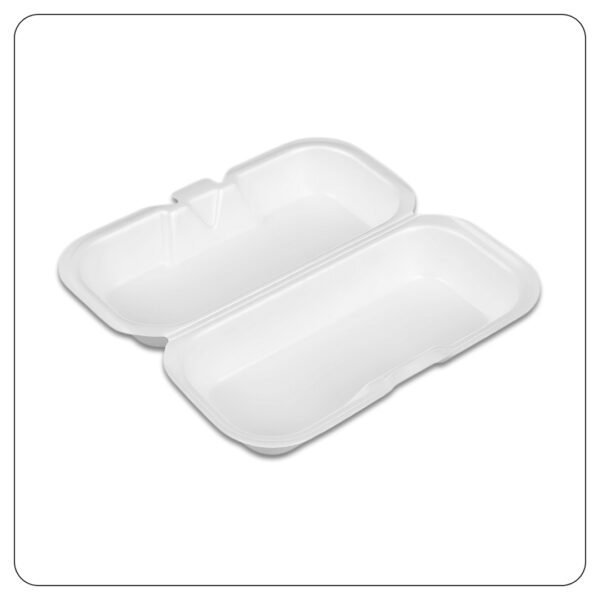 7x4x2  White Foam Hinged Lid Hot Dog Container - Image 2