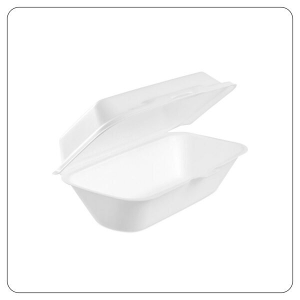 10x5x1/4x3 White Foam Hinged Lid Hot Dog Container - Image 2
