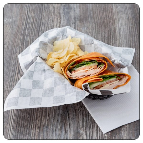 12" x 12" Black Check Deli Sandwich Wra - Image 4