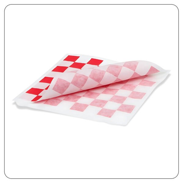 7" x 6 1/2" Red Check Wire Cone Basket Liner / Deli Wrap / Double Open Bag