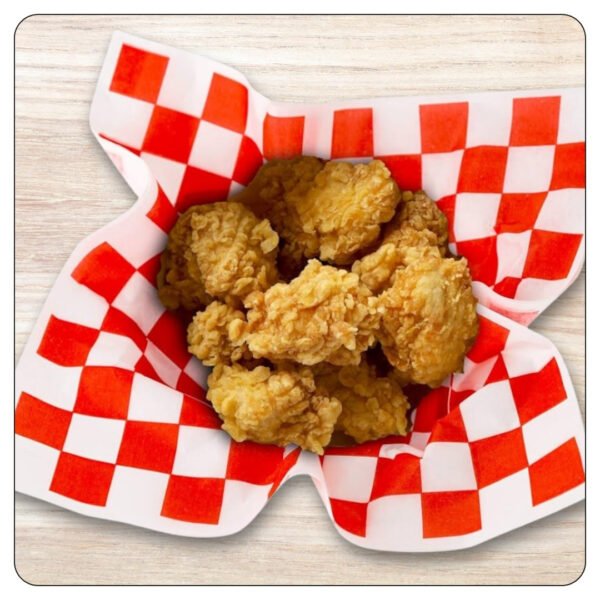 7" x 6 1/2" Red Check Wire Cone Basket Liner / Deli Wrap / Double Open Bag - Image 5