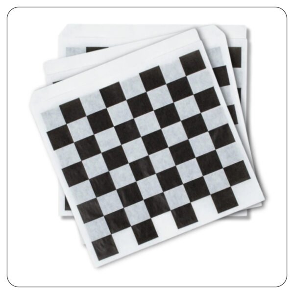 7" x 6 1/2" Black Check Wire Cone Basket Liner / Deli Wrap / Double Open Bag - Image 3