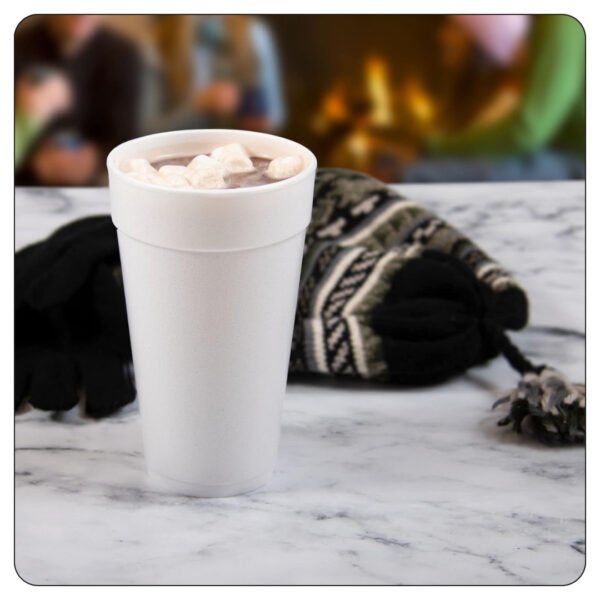 Cup 20 Oz Polystyrene Foam White Round - Image 4