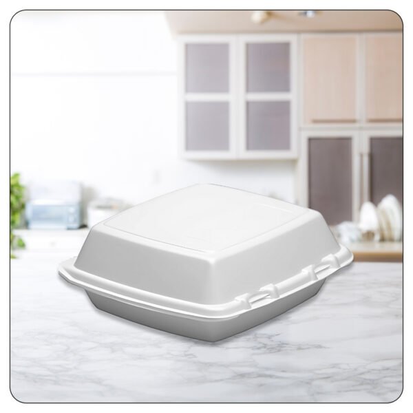 8x8x3 Large Hinged Lid / 1 Compartment Foam Containers - Image 4