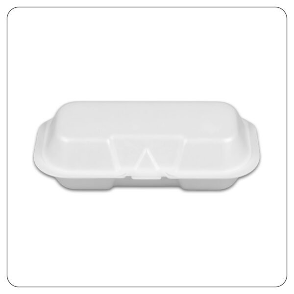 7x4x2  White Foam Hinged Lid Hot Dog Container - Image 3