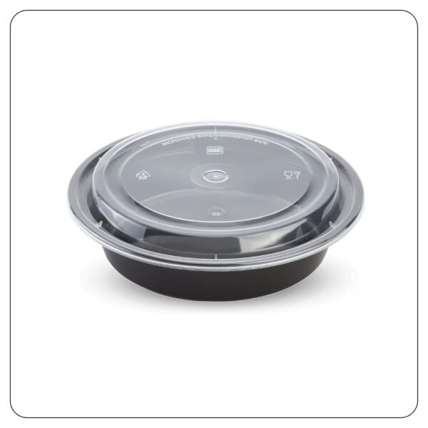 Round Black Takeout Containers 24 Oz With Lids - Image 2