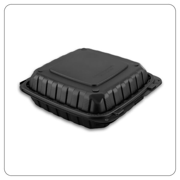 Microwaveable Black Mineral-Filled Plastic Hinged Take-Out Container 1-Compartment 9"x9"