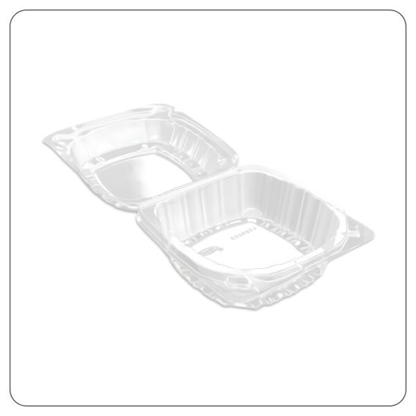 Hinged Lid Plastic Container Clear 6" x 5 13/16" x 3" - Image 2