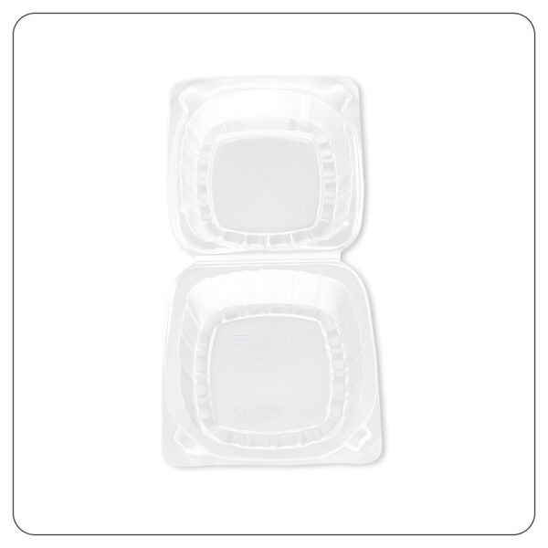 Hinged Lid Plastic Container Clear 6" x 5 13/16" x 3" - Image 3