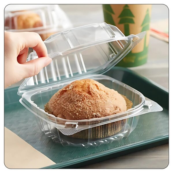 Hinged Lid Plastic Container Clear 6" x 5 13/16" x 3" - Image 5