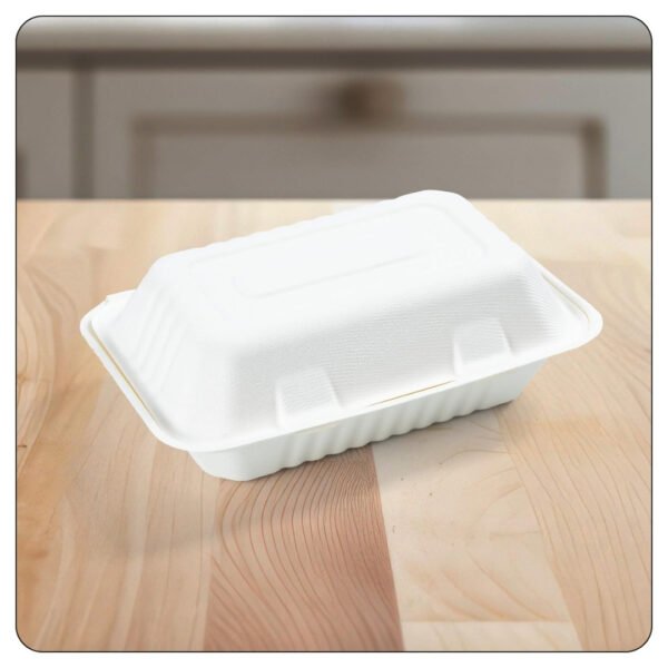 Compostable Sugarcane/ Bassage 1 Comparment Take Out Container 9x6x3 - Image 3