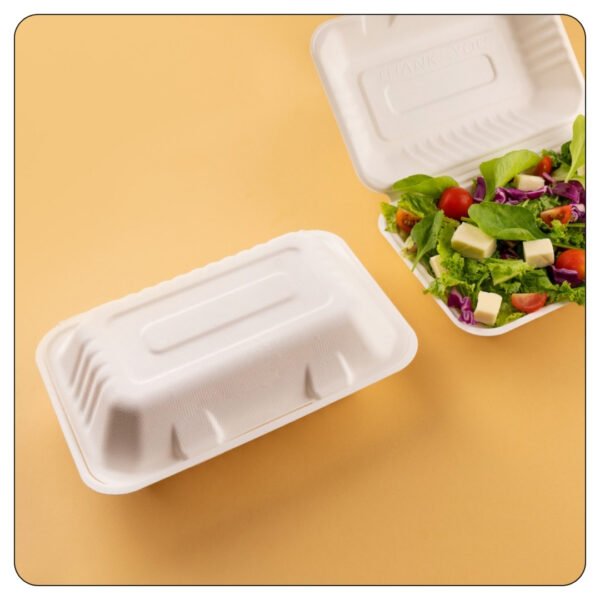Compostable Sugarcane/ Bassage 1 Comparment Take Out Container 9x6x3 - Image 4
