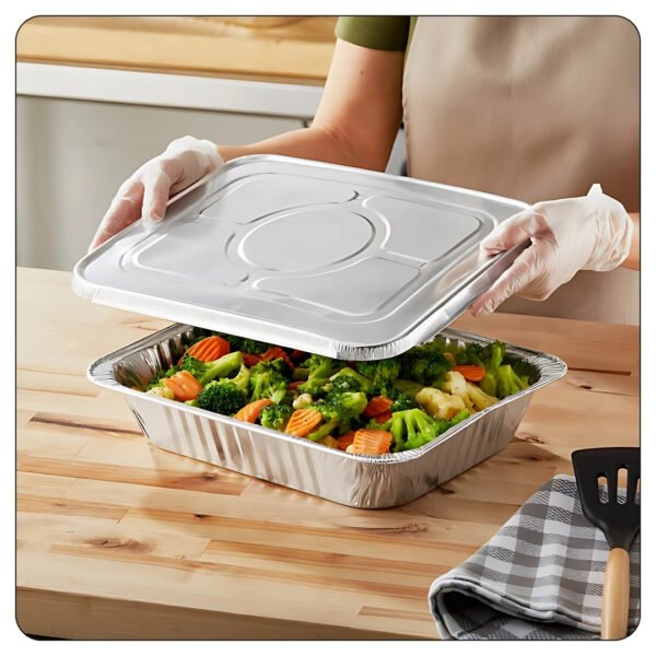 1/2 Size Heavy-Duty Foil Steam Table Pan Deep 2 9/16" Depth With Lid - Image 5