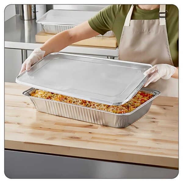 Full Size Heavy-Duty Foil Steam Table Pan Deep 3 3/8" Depth with Lid - Image 5