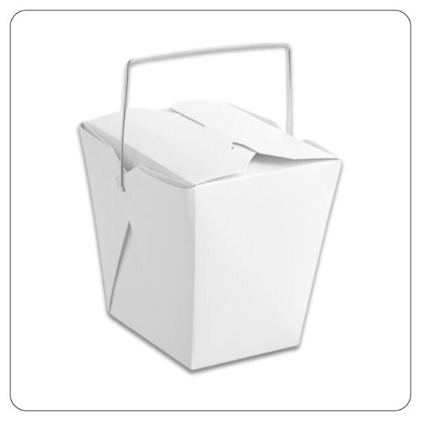 16 Oz. White Paper TakeOut Container with Wire Handle