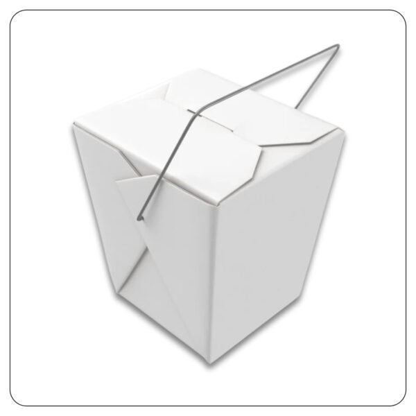 16 Oz. White Paper TakeOut Container with Wire Handle - Image 3