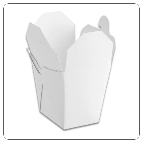 16 Oz. White Paper TakeOut Container with Wire Handle - Image 2