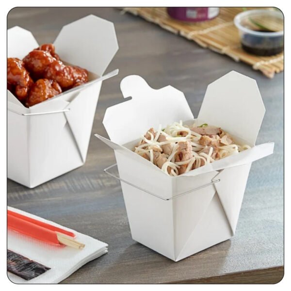 16 Oz. White Paper TakeOut Container with Wire Handle - Image 5