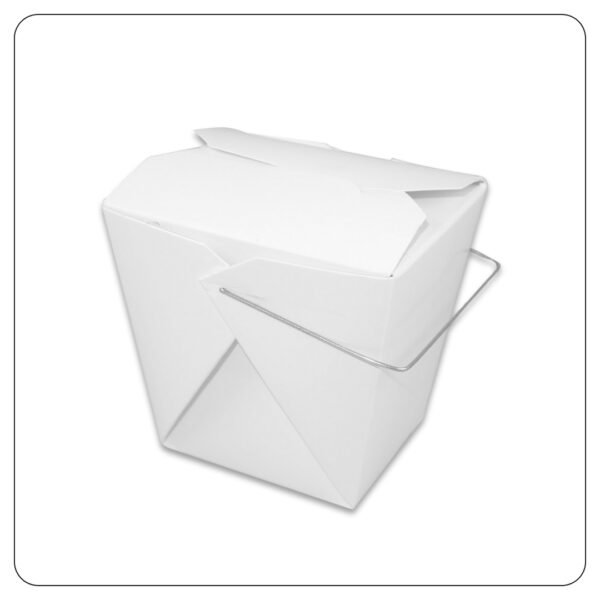 16 Oz. White Paper TakeOut Container with Wire Handle