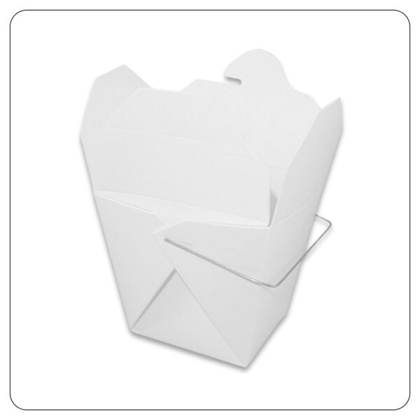 16 Oz. White Paper TakeOut Container with Wire Handle - Image 2