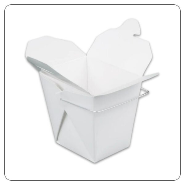 16 Oz. White Paper TakeOut Container with Wire Handle - Image 3