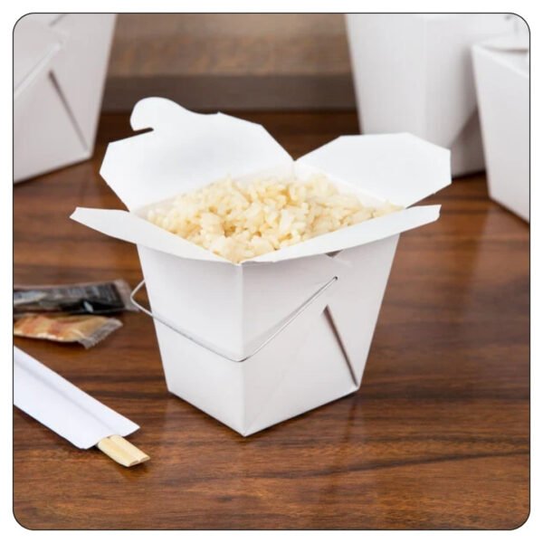 16 Oz. White Paper TakeOut Container with Wire Handle - Image 5