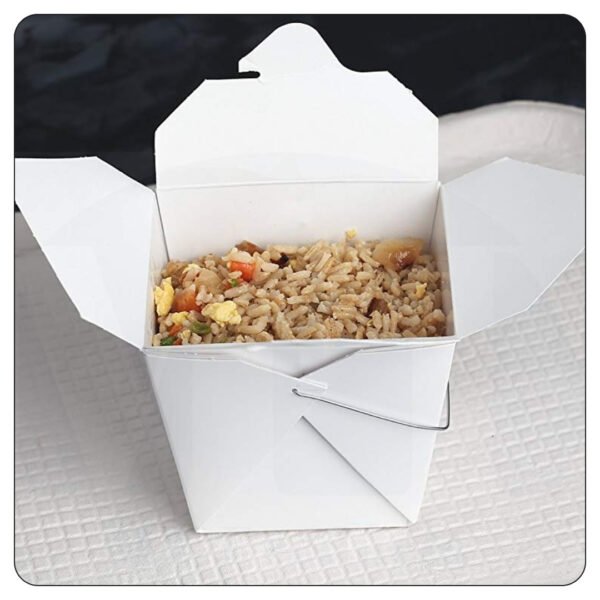 16 Oz. White Paper TakeOut Container with Wire Handle - Image 4