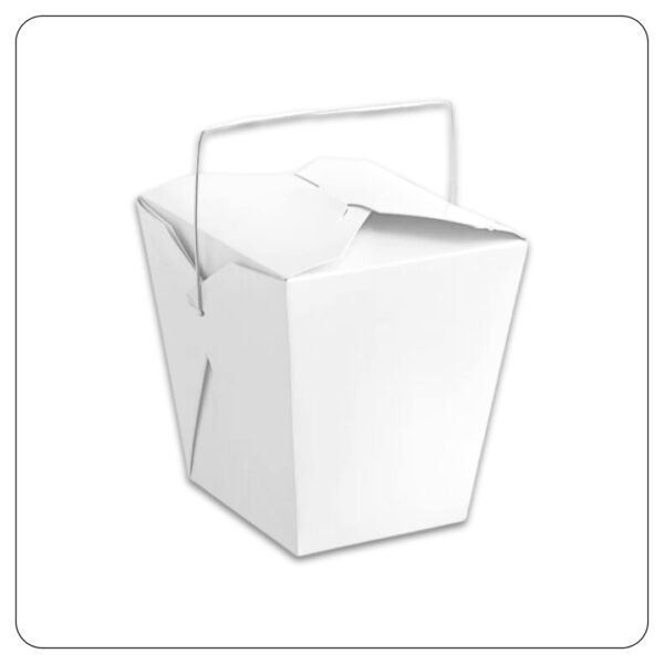 26 Oz. White Paper TakeOut Container with Wire Handle