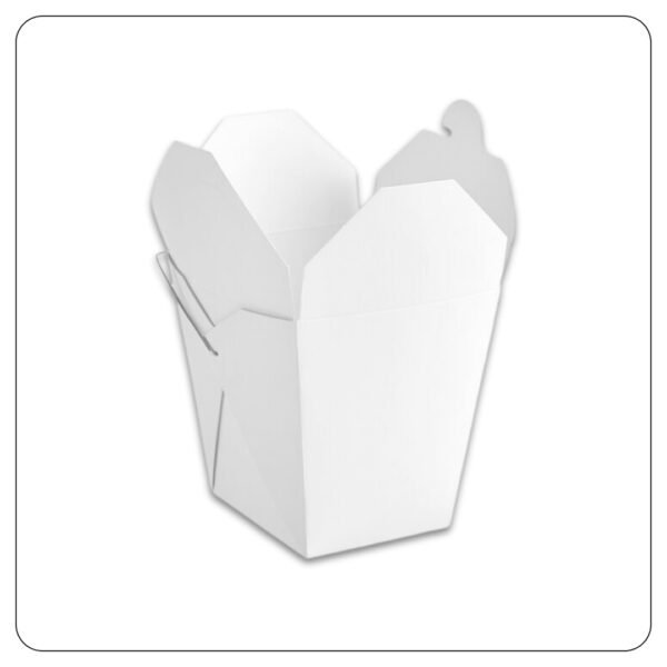 26 Oz. White Paper TakeOut Container with Wire Handle - Image 2