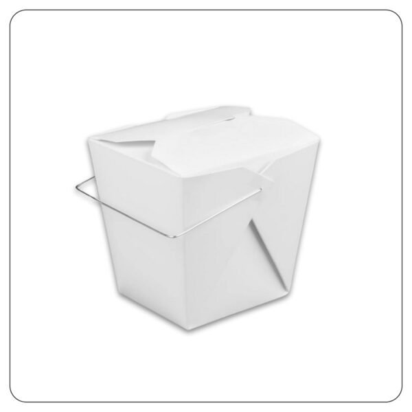 26 Oz. White Paper TakeOut Container with Wire Handle - Image 2