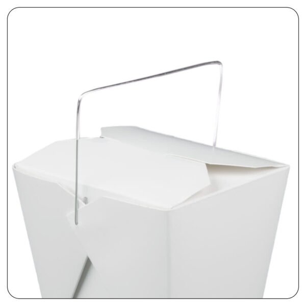 26 Oz. White Paper TakeOut Container with Wire Handle - Image 3