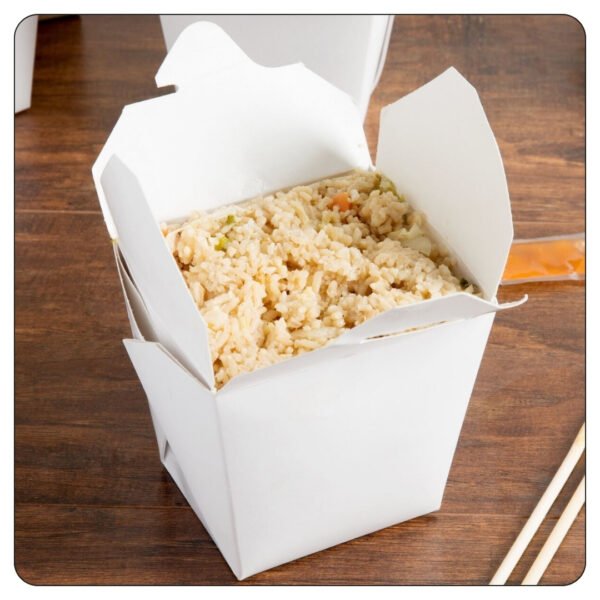 26 Oz. White Paper TakeOut Container with Wire Handle - Image 4