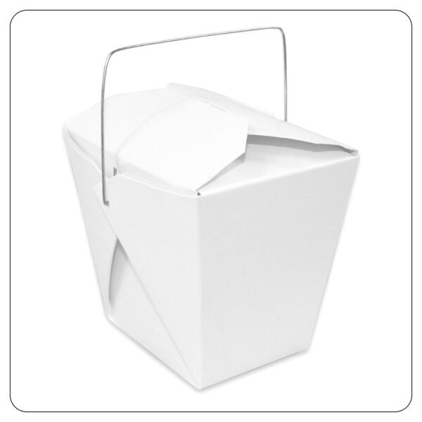 32 Oz. White Paper TakeOut Container with Wire Handle