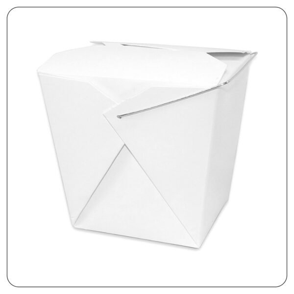 32 Oz. White Paper TakeOut Container with Wire Handle - Image 2
