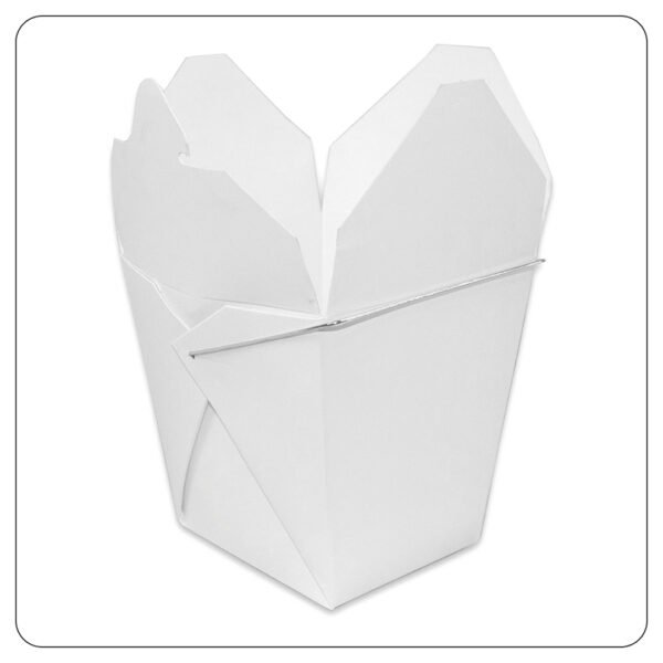 32 Oz. White Paper TakeOut Container with Wire Handle - Image 3