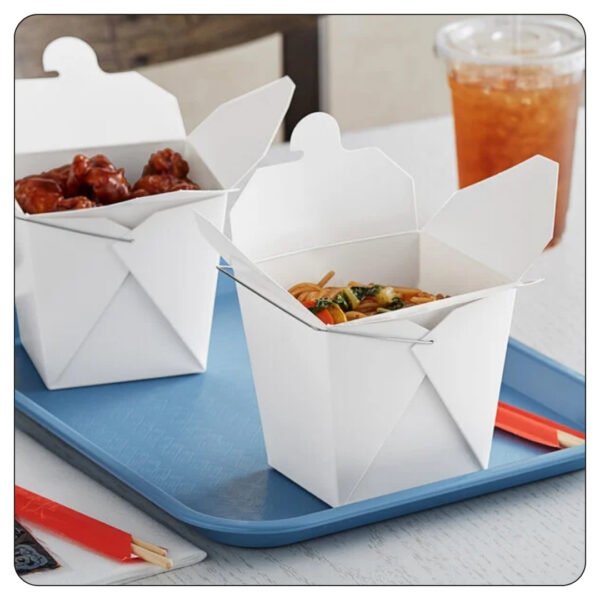 32 Oz. White Paper TakeOut Container with Wire Handle - Image 4