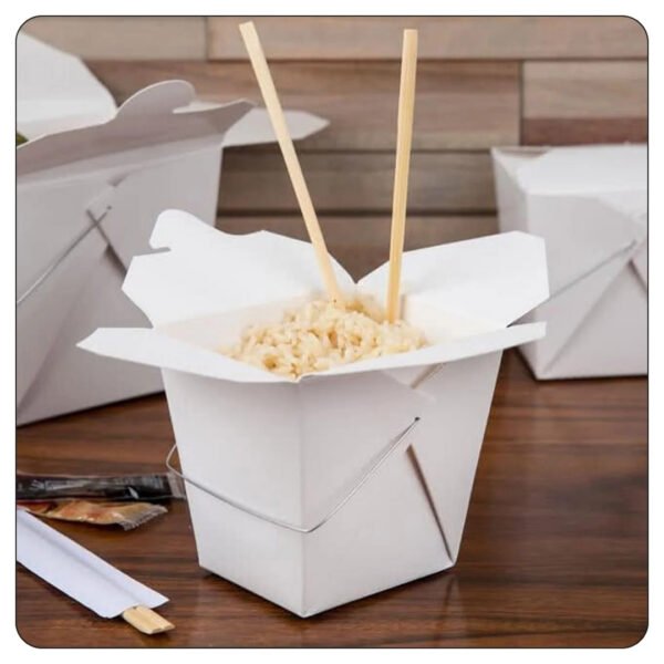 32 Oz. White Paper TakeOut Container with Wire Handle - Image 5