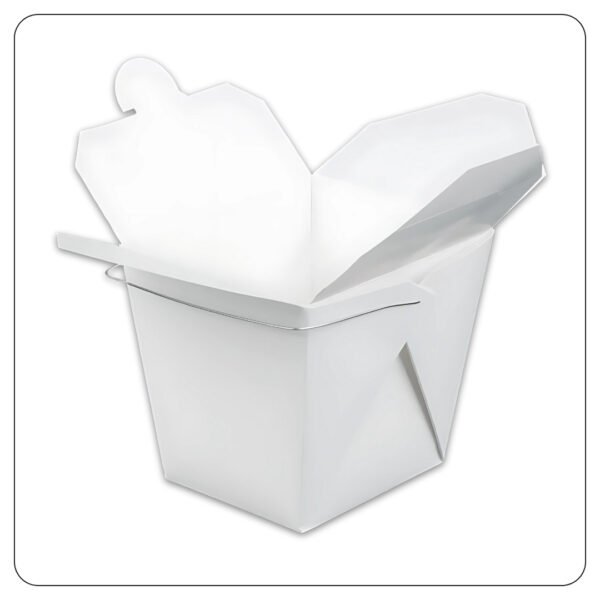 32 Oz. White Paper TakeOut Container with Wire Handle - Image 2