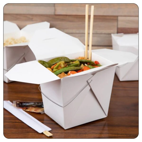 32 Oz. White Paper TakeOut Container with Wire Handle - Image 4