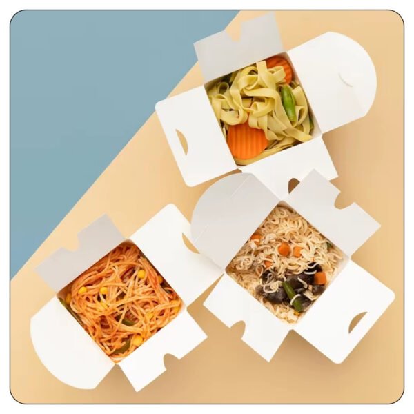 32 Oz. White Paper TakeOut Container with Wire Handle - Image 5