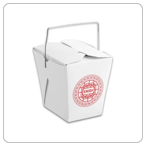 16 Oz. Asian Paper TakeOut Container with Wire Handle - Image 2