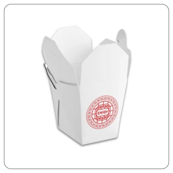 16 Oz. Asian Paper TakeOut Container with Wire Handle - Image 3