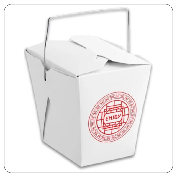 32 Oz. Asian Paper Take Out Container with Wire Handle