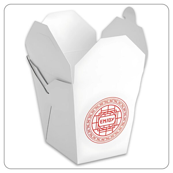 32 Oz. Asian Paper Take Out Container with Wire Handle - Image 2