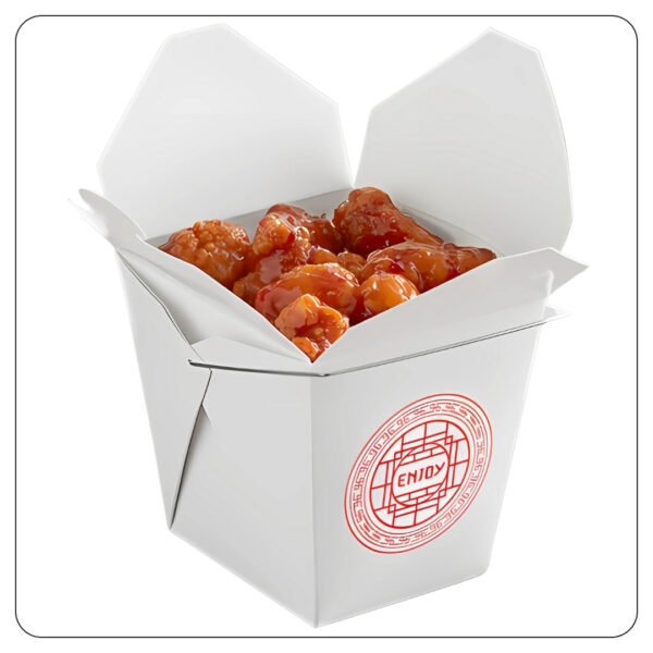 32 Oz. Asian Paper Take Out Container with Wire Handle - Image 3