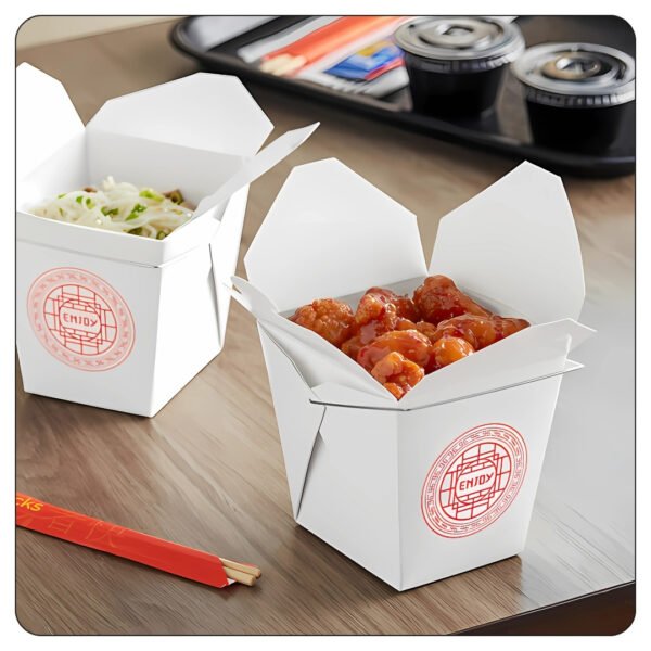 32 Oz. Asian Paper Take Out Container with Wire Handle - Image 4